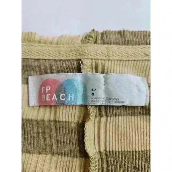Free People Beach Striped Tops Tee shirt Swim Cover size Large - Picture 5 of 7